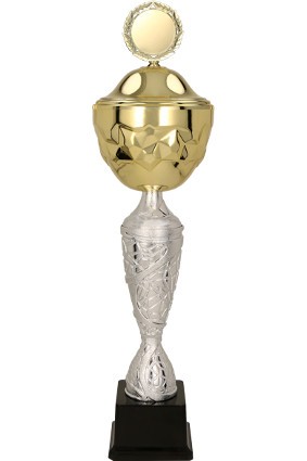 Puchar metalowy złoto-srebrny GEDRYT z przykrywką 4186/P
