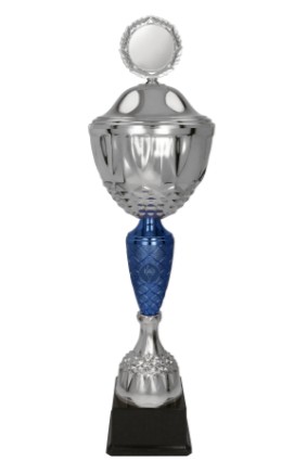 Puchar metalowy srebrno-niebieski ELMOS BL z przykrywką 4208/P