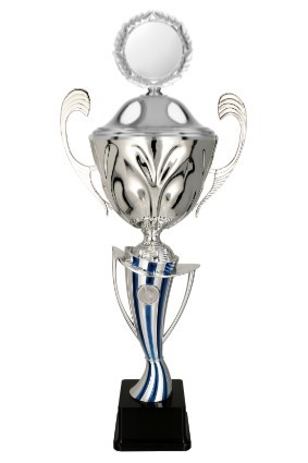 Puchar metalowy srebrno-niebieski ELENDES z przykrywką 4215/P