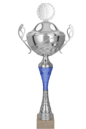 Puchar metalowy srebrno-niebieski MIGOS BL z przykrywką 7212