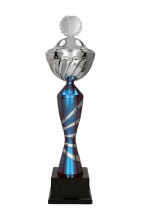 Puchar metalowy srebrno-niebieski OTARIS BL z przykrywką 7223/P