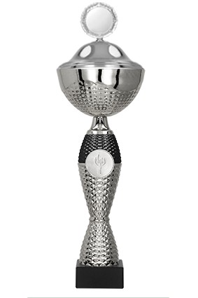 Puchar metalowy srebrno – czarny z przykrywką 8347