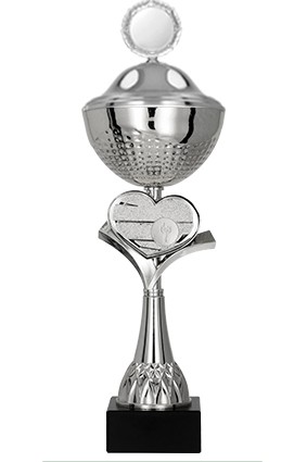 Puchar metalowy srebrny z przykrywką 8350