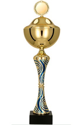 Puchar metalowy złoto – niebieski z przykrywką 8358/P