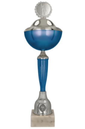 Puchar metalowy srebrno-niebieski WITOS BL  z przykrywką 9214