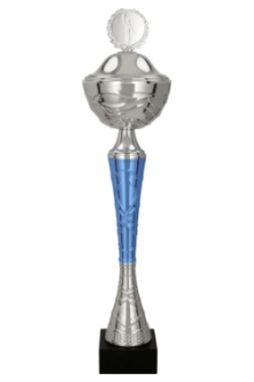Puchar metalowy srebrno-niebieski TUMAS BL  z przykrywką 9218