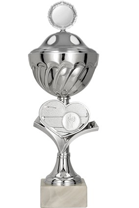 Puchar metalowy srebrny z przykrywką 9250
