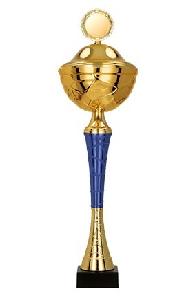 Puchar metalowy złoto – niebieski z przykrywką 9253