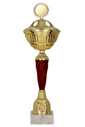 Puchar metalowy złoto – burgundowy z przykrywką 9257