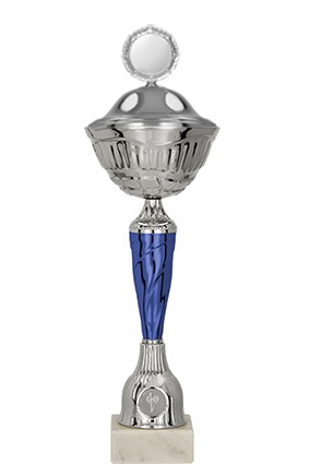 Puchar metalowy srebrno – niebieski z przykrywką 9258