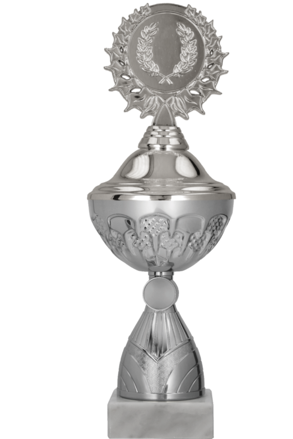 9307_P Puchar metalowy srebrny z przykrywką