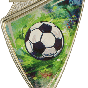 Herb plastikowy złoty z nadrukiem - PIŁKA NOŻNA