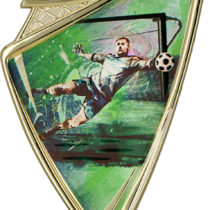 Herb plastikowy złoty z nadrukiem - PIŁKA NOŻNA - BRAMKARZ