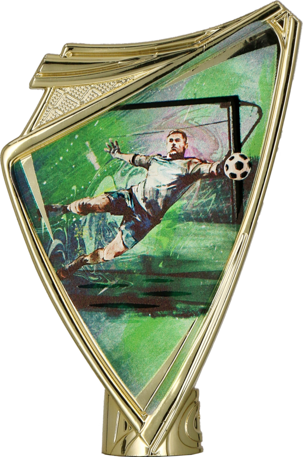 Herb plastikowy złoty z nadrukiem - PIŁKA NOŻNA - BRAMKARZ