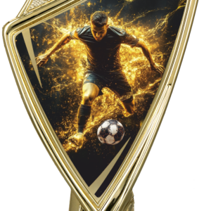 Herb plastikowy złoty z nadrukiem - PIŁKA NOŻNA