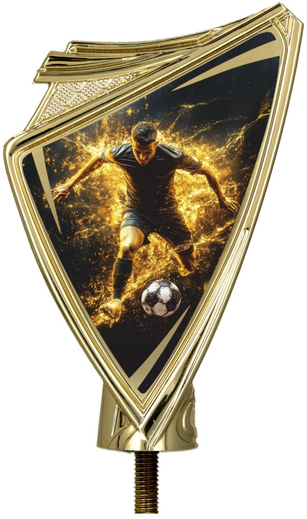 Herb plastikowy złoty z nadrukiem - PIŁKA NOŻNA