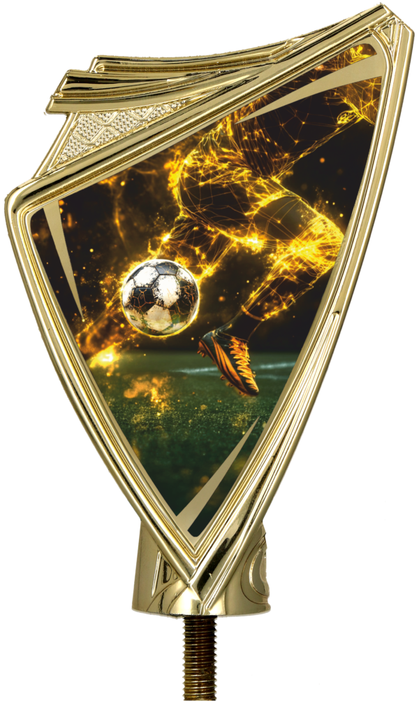 Herb plastikowy złoty z nadrukiem - PIŁKA NOŻNA