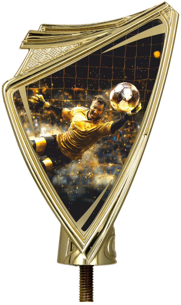 Herb plastikowy złoty z nadrukiem - PIŁKA NOŻNA