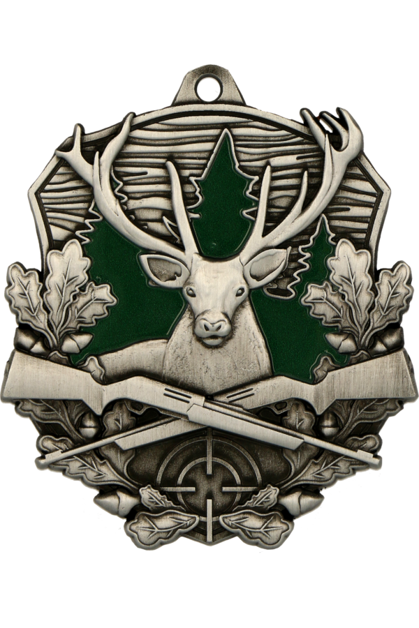 Medal srebrny - myślistwo - jeleń - miejsce na tabliczkę 50mmx50mm - z grawerowaniem laserem - RMI