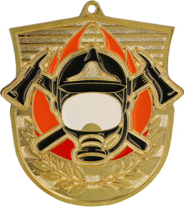 Medal odlewany złoty – strażactwo - z grawerowaniem na laminacie