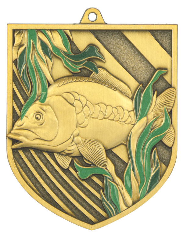 Medal odlewany złoty – wędkarstwo – karp - grawerowany laserem- RMI