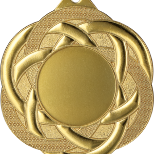ME5001_G Stalowy medal w kolorze złotym z miejscem na emblemat 25 mm