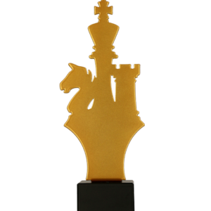 Trofeum metalowe z marmurową podstawą - Szachy