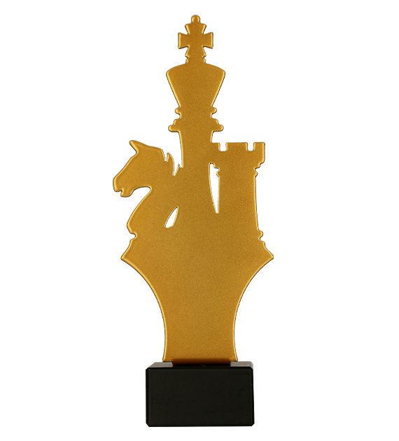 Trofeum metalowe z marmurową podstawą - Szachy