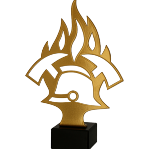 Trofeum metalowe z marmurową podstawą - Strażactwo - insygnia