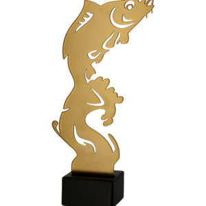 Trofeum metalowe z marmurową podstawą - Karp