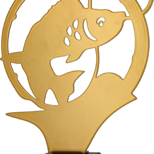 Trofeum metalowe z marmurową podstawą - Karp