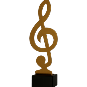 Trofeum metalowe z marmurową podstawą - Muzyka - klucz wiolinowy