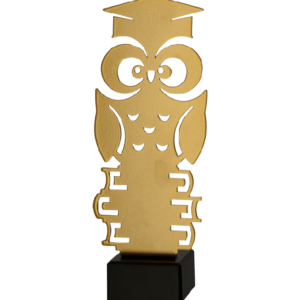 Trofeum metalowe z marmurową podstawą - Szkolnictwo - sowa