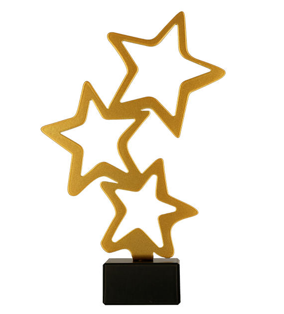 Trofeum metalowe z marmurową podstawą - Gwiazdki x3