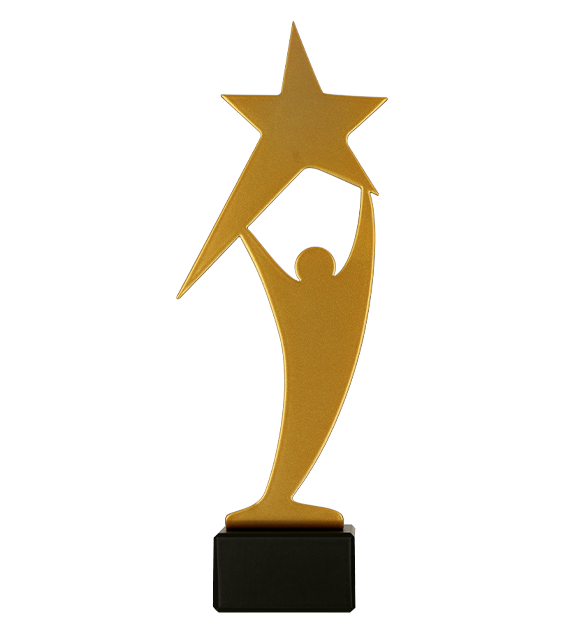 Trofeum metalowe z marmurową podstawą - Człowiek + gwiazda