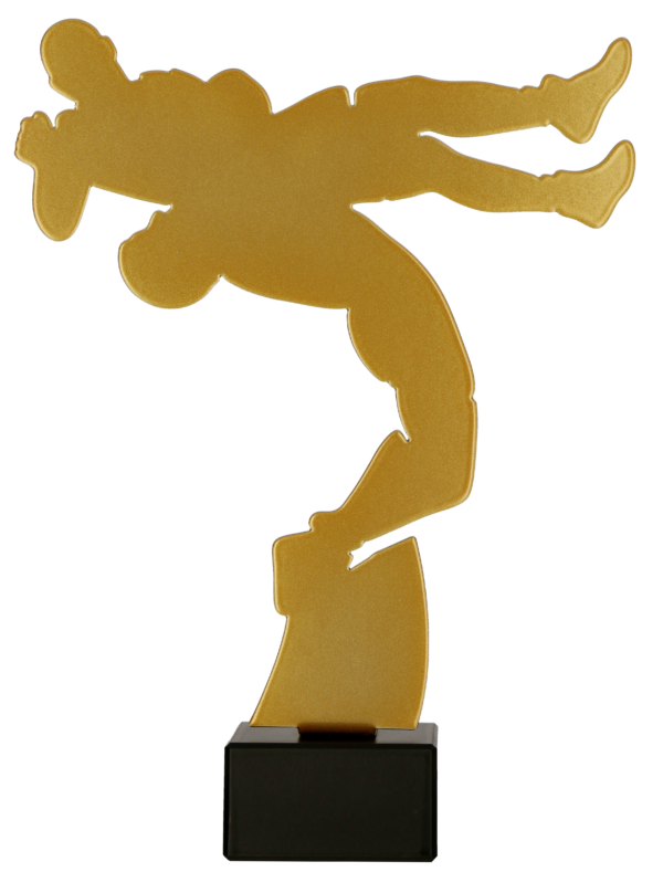 Metalowe trofeum z marmurową podstawą - Zapasy