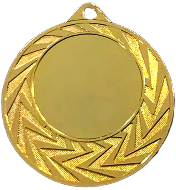 MMC0240_G Stalowy medal w kolorze złotym z miejscem na emblemat 25 mm - grawer laserem - RMI