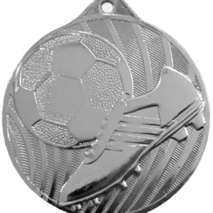 MMC0450_S Stalowy medal w kolorze srebrnym - piłka nożna - grawerowany laserem- RMI