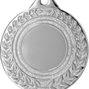 MMC0850_S Stalowy medal w kolorze srebrnym z miejscem na emblemat 25 mm
