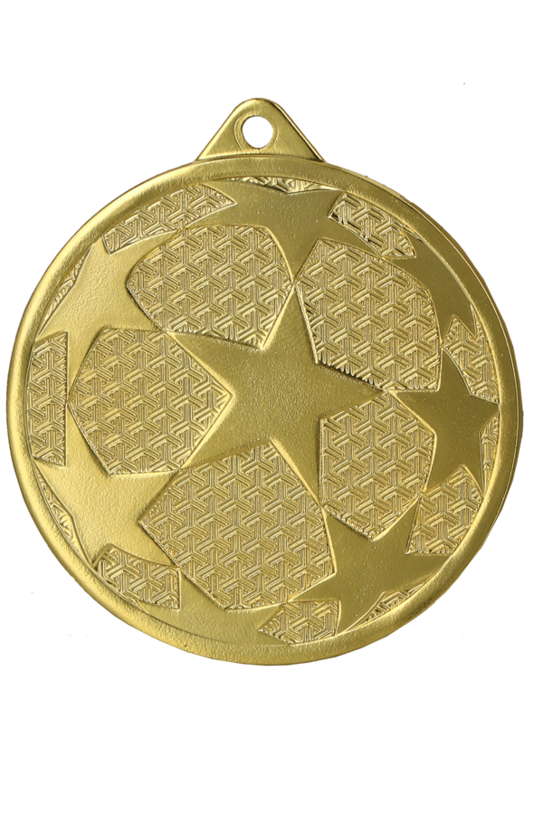 MMC1250_G Medal złoty - gwiazdy - piłka nożna - medal stalowy grawerowany laserem- RMI