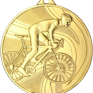 Medal złoty kolarstwo - medal stalowy z grawerowaniem na laminacie