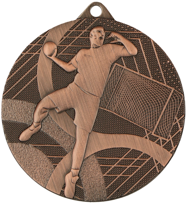 Medal brązowy-piłka ręczna - medal stalowy z grawerowaniem na laminacie