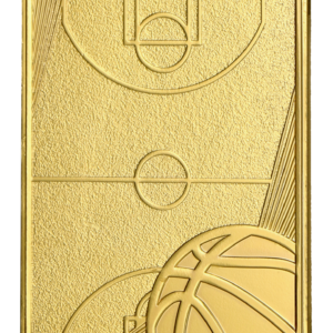 Medal złoty - boisko do koszykówki - medal stalowy z grawerowaniem na laminacie