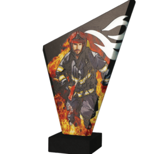 Trofeum szklane na podstawie marmurowej - STRAŻACTWO - STRAŻ POŻARNA