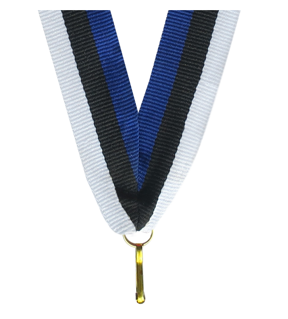 Wstążka 11 mm - niebiesko-czarno-biała