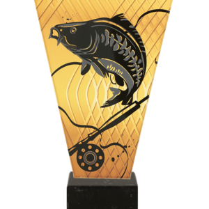 Monochromatyczne trofeum szklane na podstawie marmurowej - WĘDKARSTWO KARP