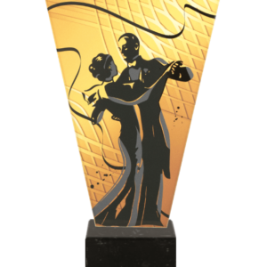 Monochromatyczne trofeum szklane na podstawie marmurowej - TANIEC KLASYCZNY