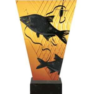Monochromatyczne trofeum szklane na podstawie marmurowej - WĘDKARSTWO LESZCZ