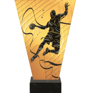 Monochromatyczne trofeum szklane na podstawie marmurowej - PIŁKA RĘCZNA