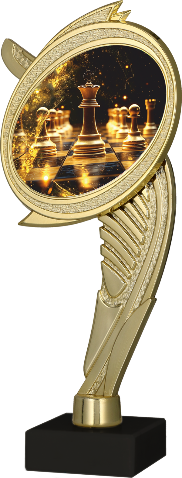 Postument plastikowy złoty na marmurowej podstawie - SZACHY